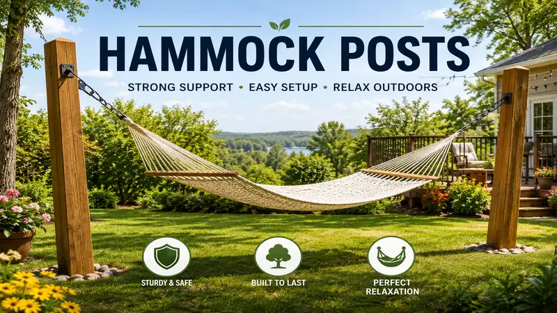 Hammock posts installed securely in a backyard to support a comfortable outdoor hammock setup
