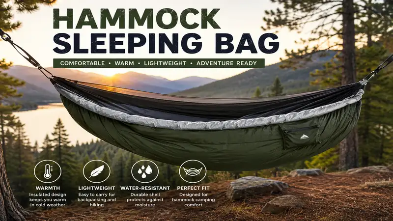 hammock sleeping bag set up outdoors for comfortable camping and overnight sleeping