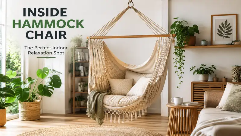 inside hammock chair creating a cozy and stylish relaxation space in a modern living room