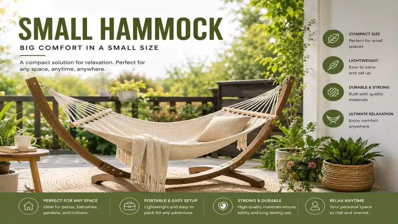 small hammock set up in a cozy outdoor space for comfortable relaxation
