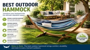 Best outdoor hammock installed in a backyard with a sturdy stand for everyday outdoor relaxation