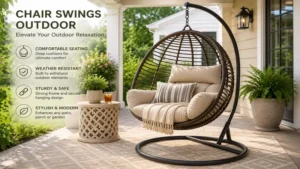 Chair swings outdoor installed on a cozy patio with weather-resistant cushions