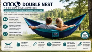 Eno double nest hammock showing its spacious design for two people