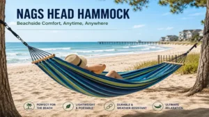 nags head hammock set up on a sandy beach for a relaxing oceanfront experience 