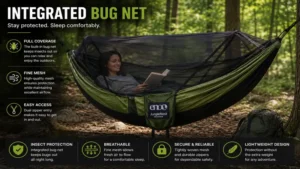 Eno junglenest hammock featuring a full bug net for reliable insect protection while camping