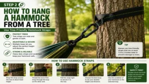 How to hang a hammock from a tree using adjustable tree-friendly hammock straps