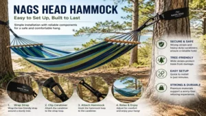 nags head hammock installation showing secure straps and durable carabiners for easy setup