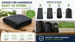 Folded cover for hammock designed for compact storage and convenient organization