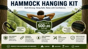 hammock hanging kit designed with strong materials for high weight capacity and safe support