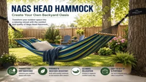 nags head hammock creating a comfortable backyard retreat surrounded by trees and garden landscaping