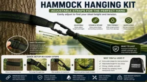 hammock hanging kit featuring adjustable tree straps for quick and secure setup