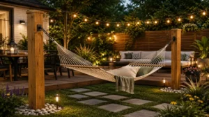 Hammock posts enhancing an outdoor living space with a secure place to hang a hammock