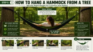 How to hang a hammock from a tree at the ideal height for comfort and safety