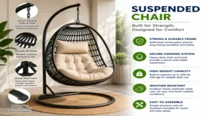 suspended chair with a sturdy frame and secure hanging structure