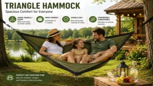 triangle hammock offering spacious comfort for multiple users outdoors