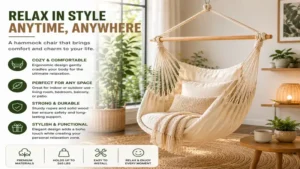 Hammock chair hammock chair adding comfort and modern boho style to a cozy indoor home decor setting.