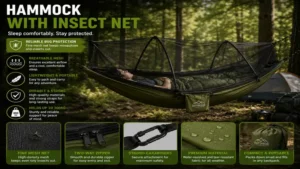 Hammock with insect net offering reliable bug protection during outdoor activities and overnight stays