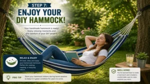 Finished DIY hammock showcasing how to make a hammock successfully