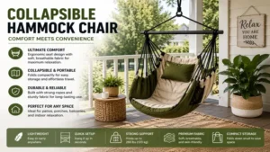 Collapsible hammock chair providing comfortable seating on a home patio