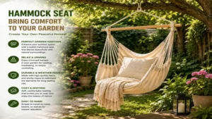Elegant hammock seat placed in a peaceful garden to create a cozy and inviting retreat